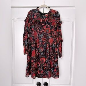 LOFT Floral Dress with Ruffle Details - Size 4